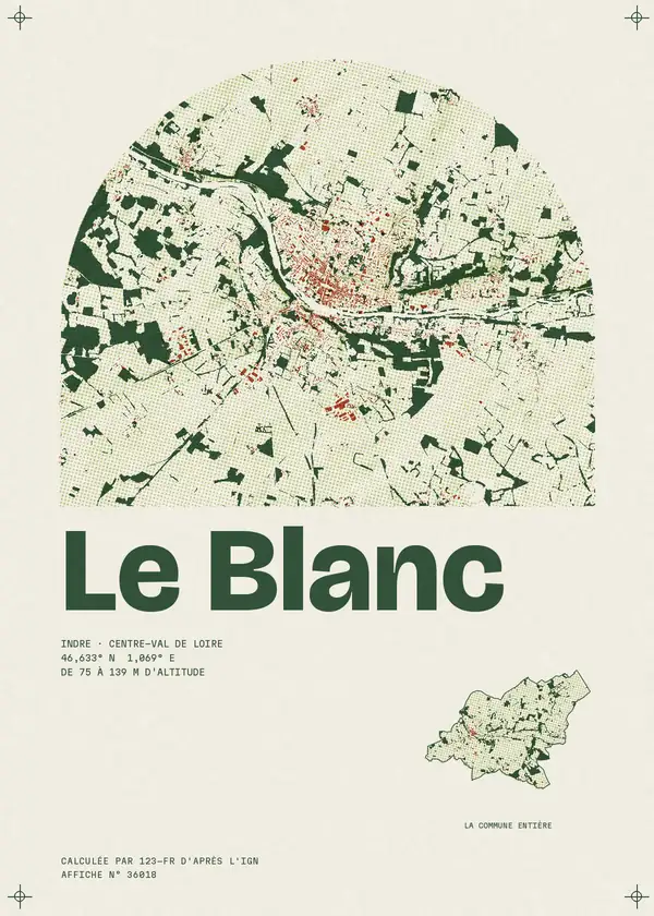 Affiche de Le Blanc, calculée par 123-fr d'après l'IGN