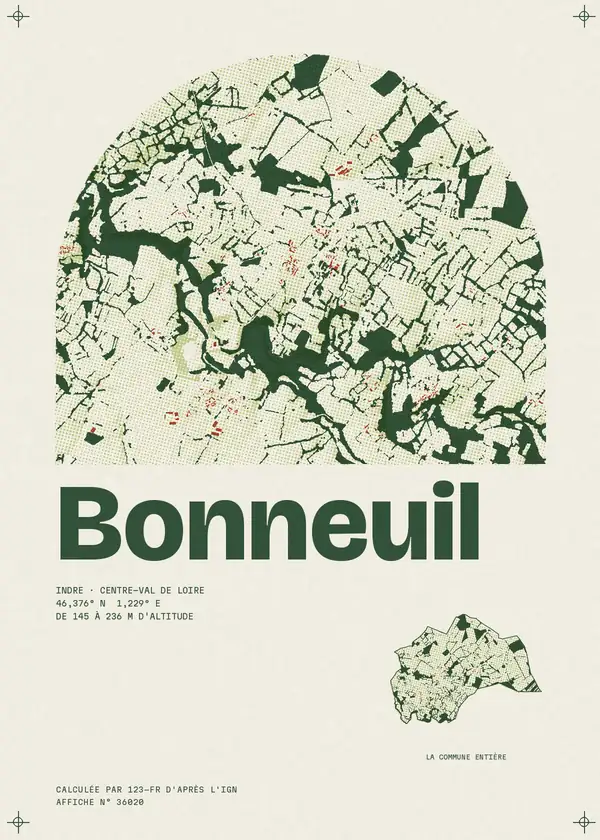 Affiche de Bonneuil, calculée par 123-fr d'après l'IGN
