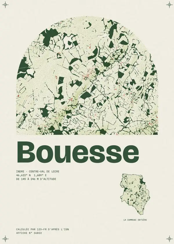 Affiche de Bouesse, calculée par 123-fr d'après l'IGN