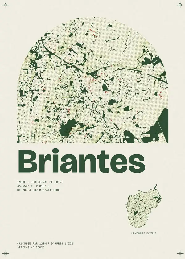 Affiche de Briantes, calculée par 123-fr d'après l'IGN
