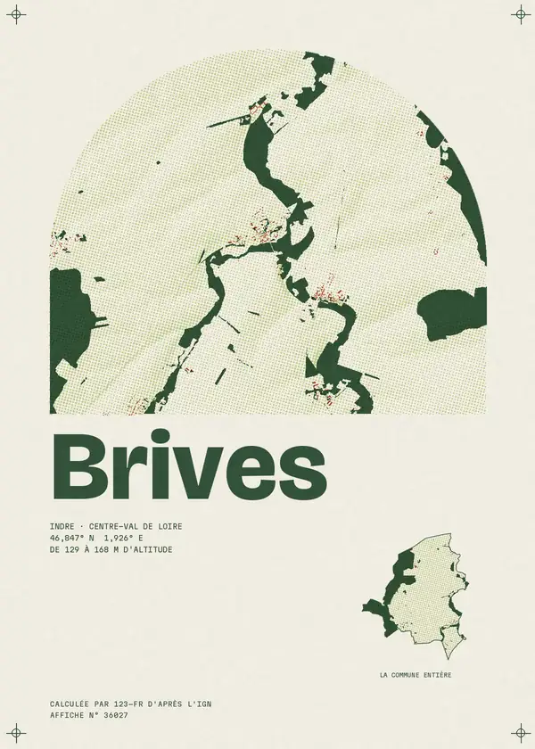 Affiche de Brives, calculée par 123-fr d'après l'IGN