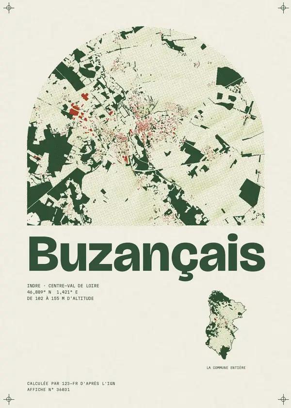 Affiche de Buzançais, calculée par 123-fr d'après l'IGN