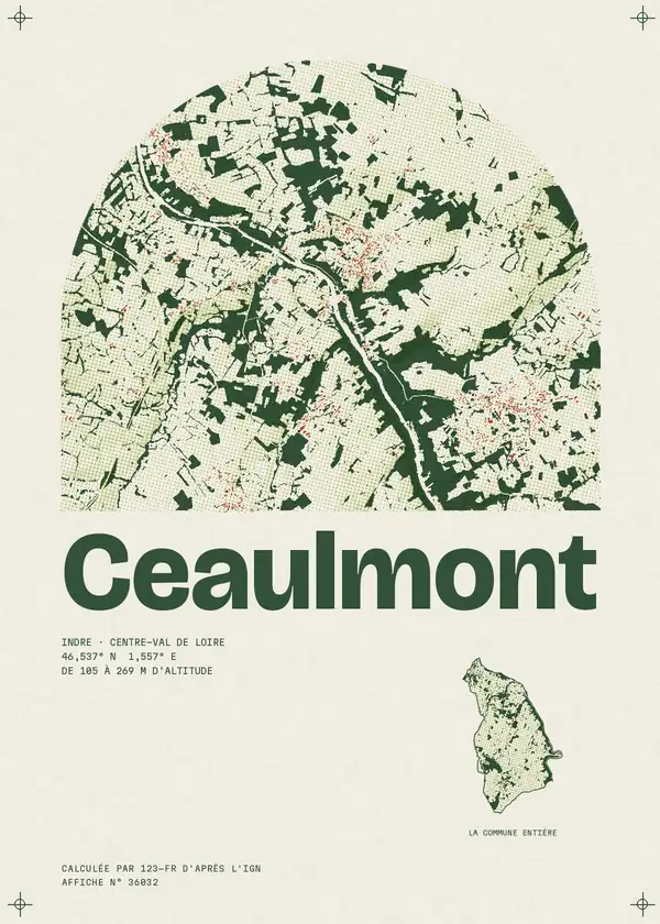 Affiche de Ceaulmont, calculée par 123-fr d'après l'IGN