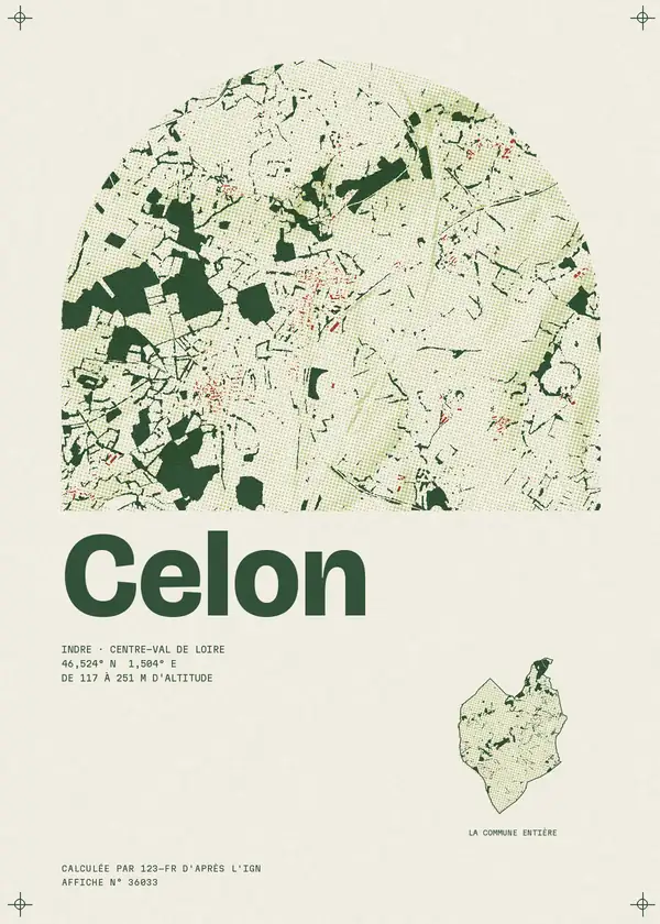 Affiche de Celon, calculée par 123-fr d'après l'IGN