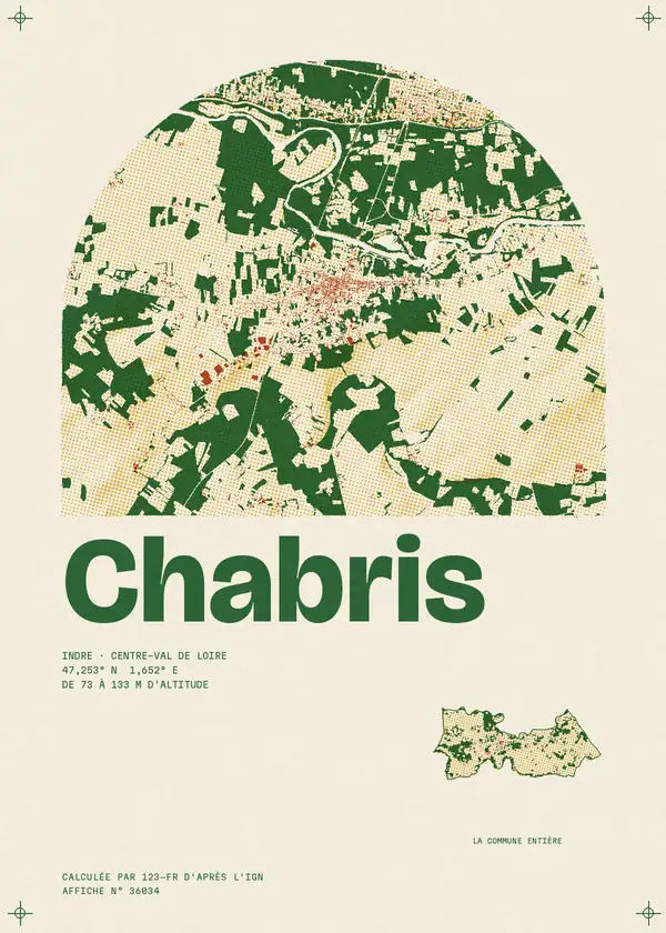 Affiche de Chabris, calculée par 123-fr d'après l'IGN