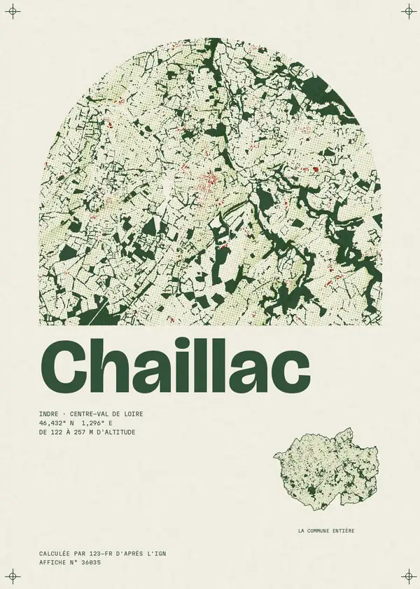 Affiche de Chaillac, calculée par 123-fr d'après l'IGN