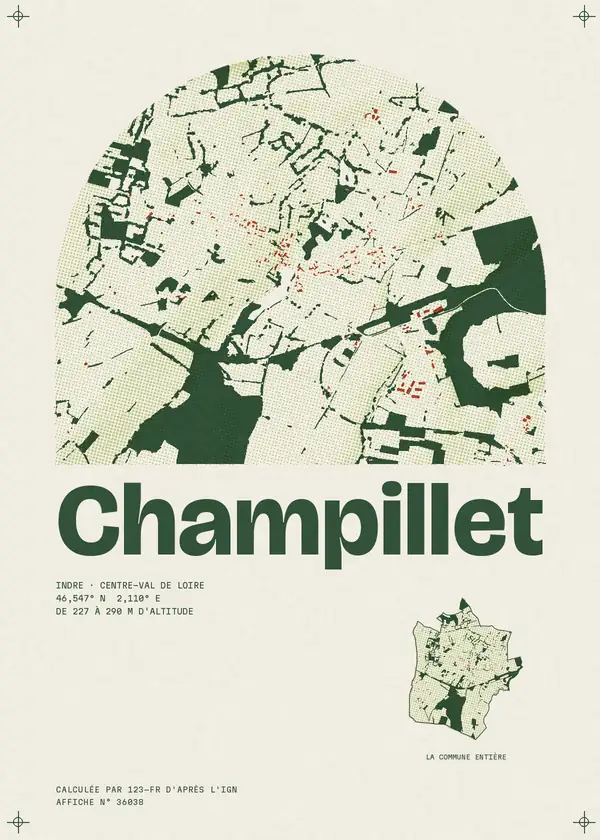 Affiche de Champillet, calculée par 123-fr d'après l'IGN