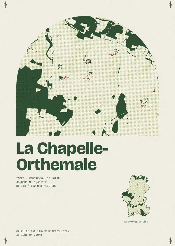 Affiche de La Chapelle-Orthemale, calculée par 123-fr d'après l'IGN