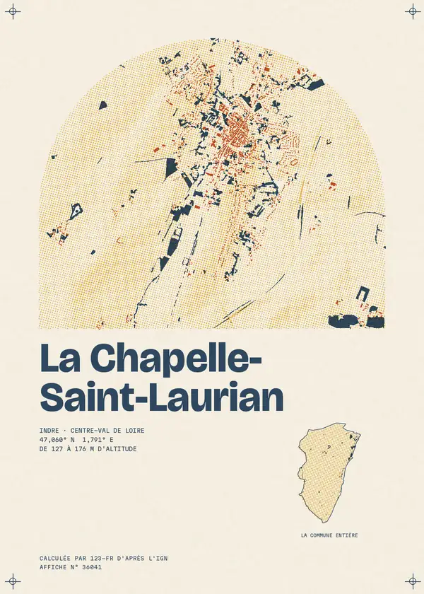 Affiche de La Chapelle-Saint-Laurian, calculée par 123-fr d'après l'IGN