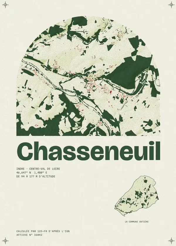 Affiche de Chasseneuil, calculée par 123-fr d'après l'IGN