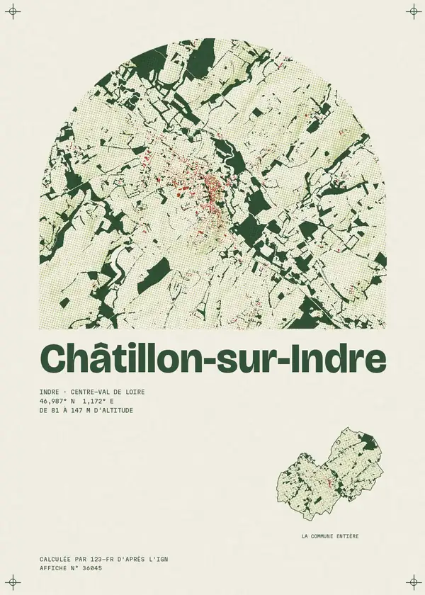 Affiche de Châtillon-sur-Indre, calculée par 123-fr d'après l'IGN