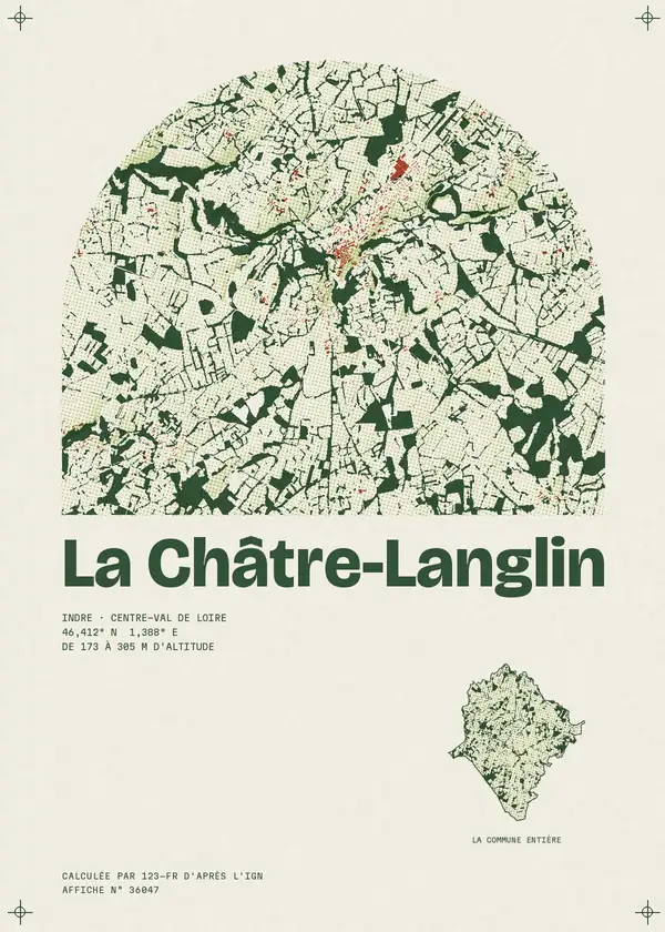 Affiche de La Châtre-Langlin, calculée par 123-fr d'après l'IGN