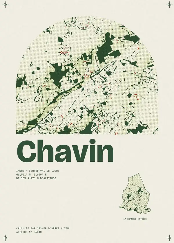 Affiche de Chavin, calculée par 123-fr d'après l'IGN