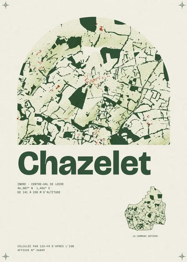 Affiche de Chazelet, calculée par 123-fr d'après l'IGN