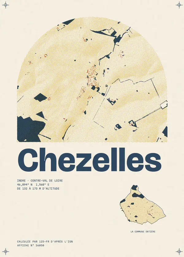 Affiche de Chezelles, calculée par 123-fr d'après l'IGN