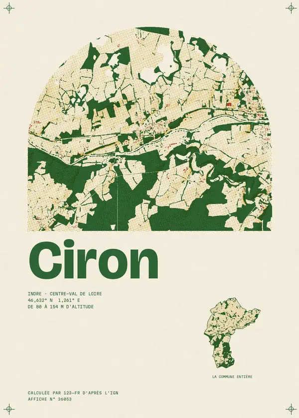Affiche de Ciron, calculée par 123-fr d'après l'IGN