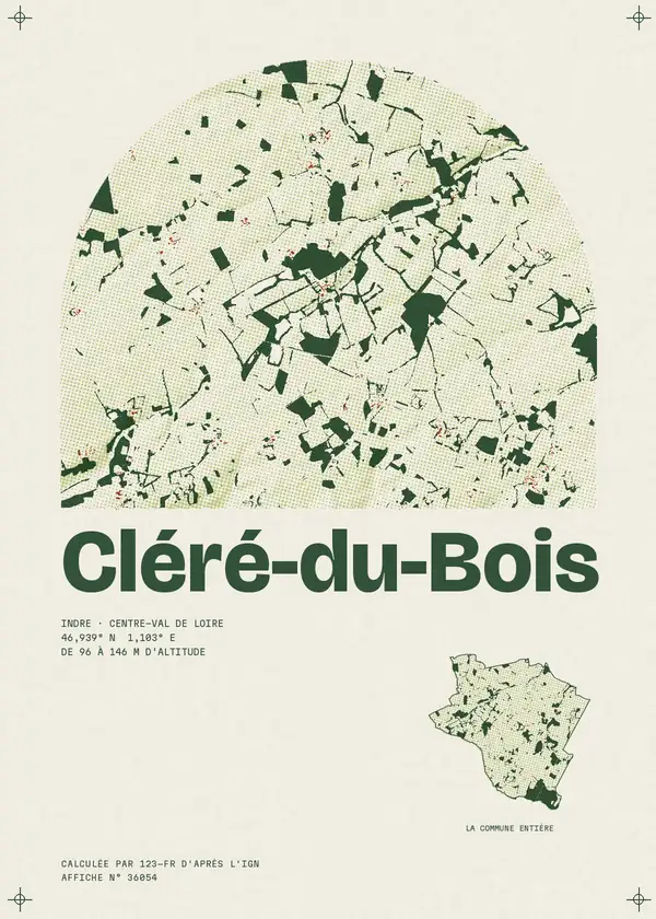 Affiche de Cléré-du-Bois, calculée par 123-fr d'après l'IGN