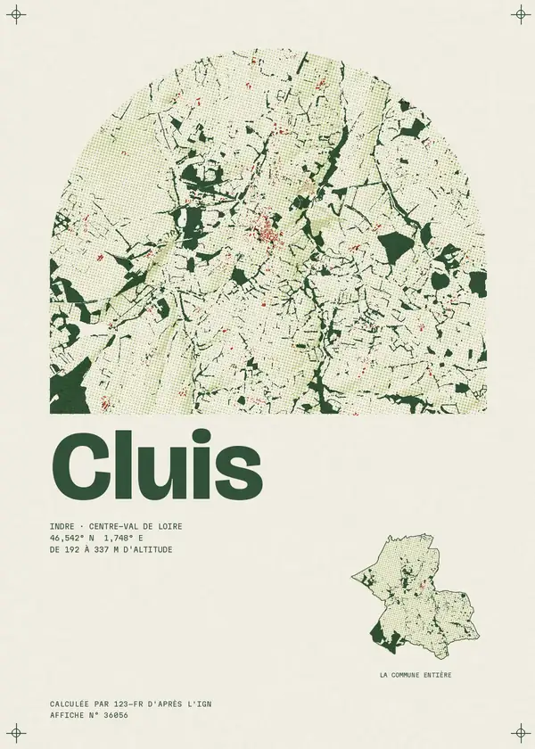 Affiche de Cluis, calculée par 123-fr d'après l'IGN