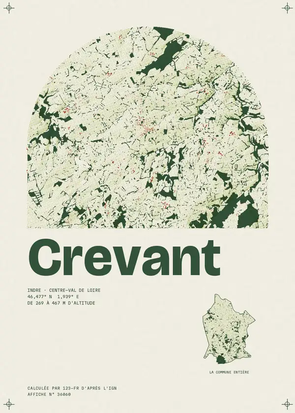 Affiche de Crevant, calculée par 123-fr d'après l'IGN