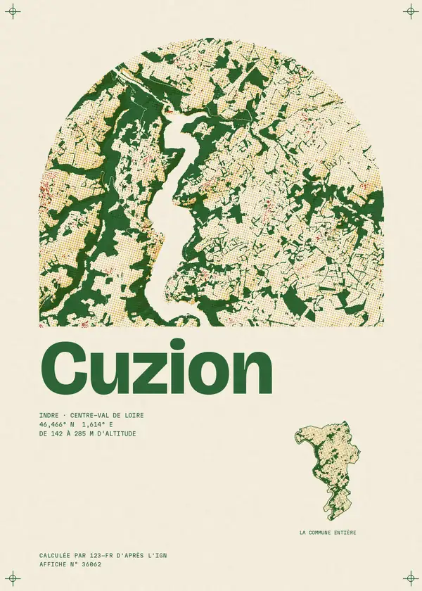 Affiche de Cuzion, calculée par 123-fr d'après l'IGN