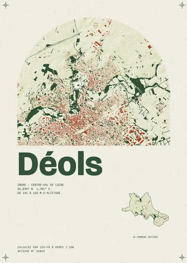 Affiche de Déols, calculée par 123-fr d'après l'IGN
