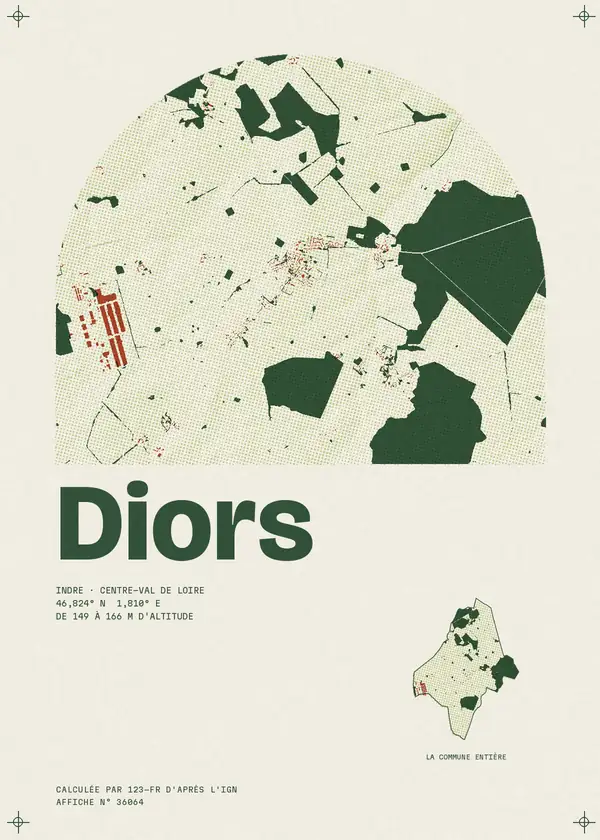 Affiche de Diors, calculée par 123-fr d'après l'IGN