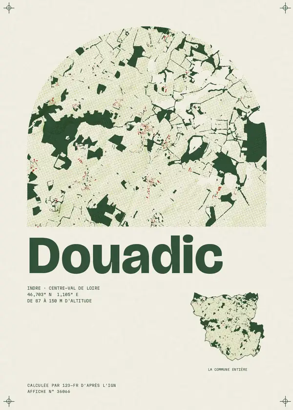 Affiche de Douadic, calculée par 123-fr d'après l'IGN