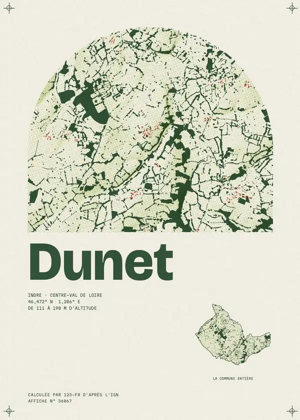 Affiche de Dunet, calculée par 123-fr d'après l'IGN