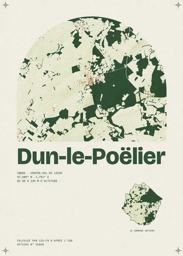 Affiche de Dun-le-Poëlier, calculée par 123-fr d'après l'IGN