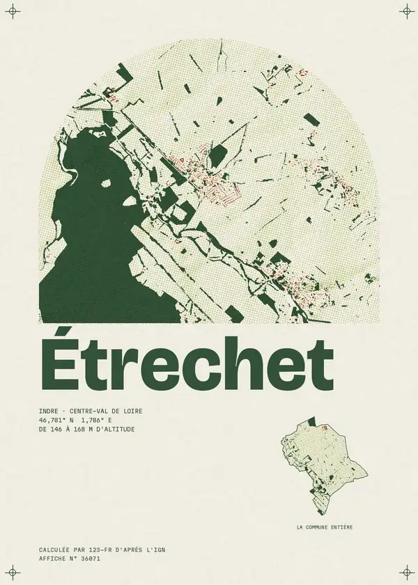 Affiche de Étrechet, calculée par 123-fr d'après l'IGN