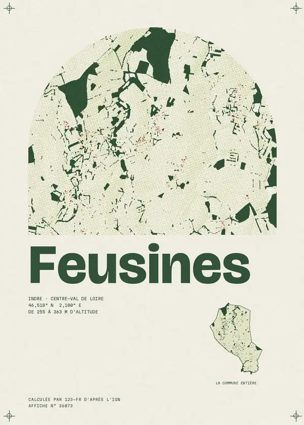 Affiche de Feusines, calculée par 123-fr d'après l'IGN