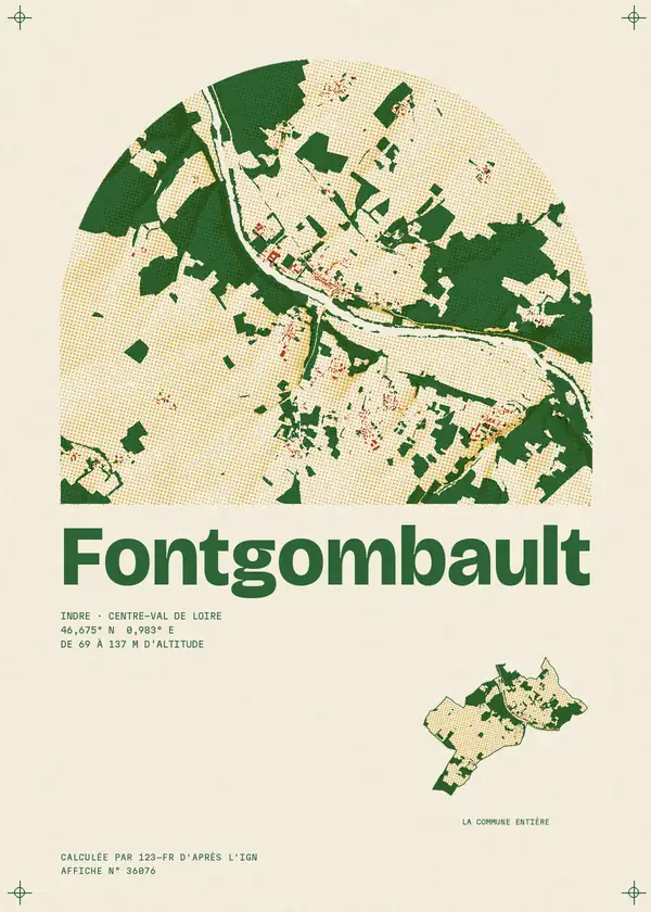 Affiche de Fontgombault, calculée par 123-fr d'après l'IGN