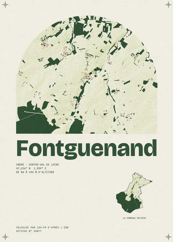 Affiche de Fontguenand, calculée par 123-fr d'après l'IGN
