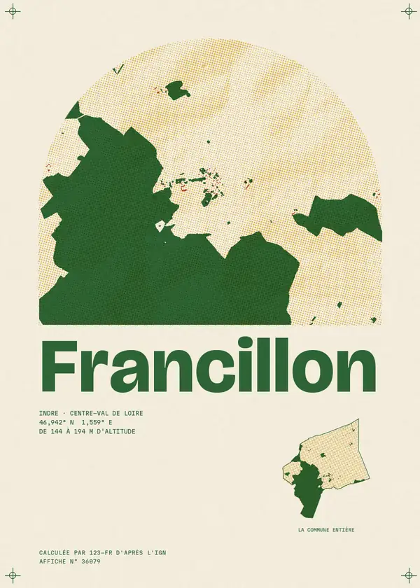Affiche de Francillon, calculée par 123-fr d'après l'IGN
