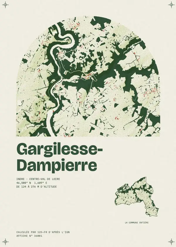 Affiche de Gargilesse-Dampierre, calculée par 123-fr d'après l'IGN