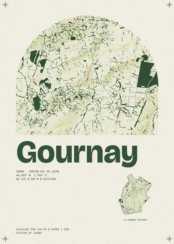Affiche de Gournay, calculée par 123-fr d'après l'IGN