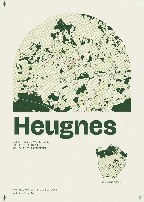 Affiche de Heugnes, calculée par 123-fr d'après l'IGN