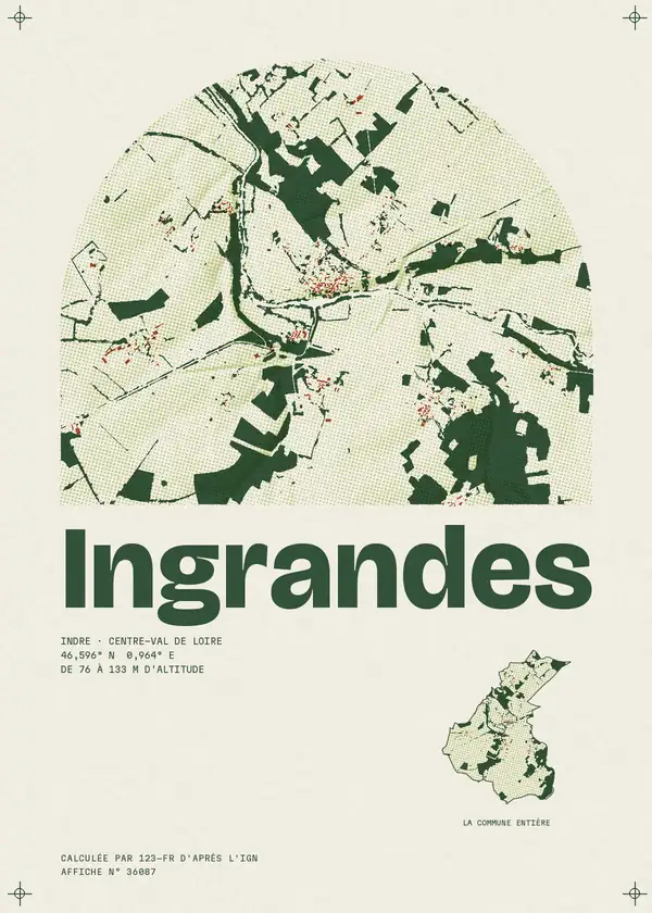 Affiche de Ingrandes, calculée par 123-fr d'après l'IGN