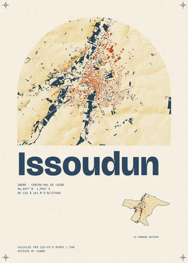 Affiche de Issoudun, calculée par 123-fr d'après l'IGN