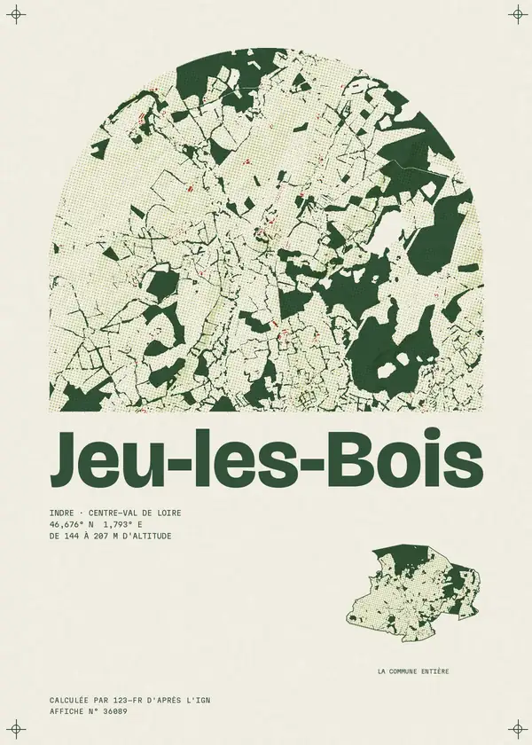 Affiche de Jeu-les-Bois, calculée par 123-fr d'après l'IGN