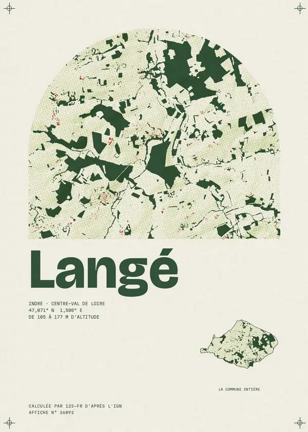 Affiche de Langé, calculée par 123-fr d'après l'IGN