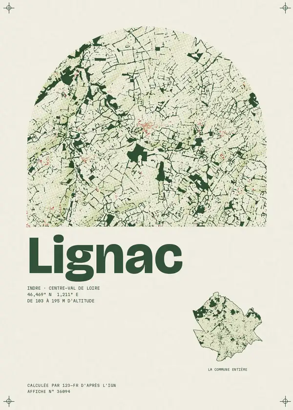 Affiche de Lignac, calculée par 123-fr d'après l'IGN