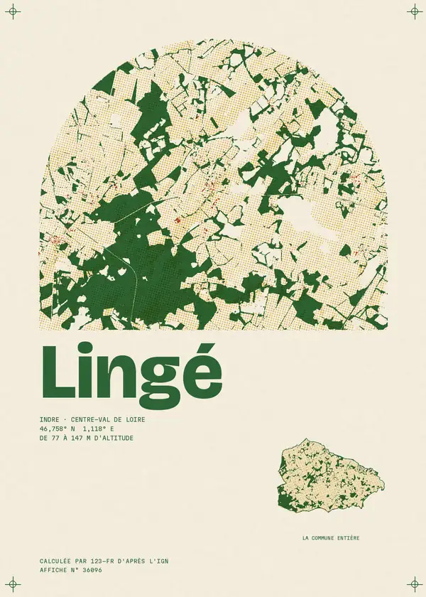 Affiche de Lingé, calculée par 123-fr d'après l'IGN