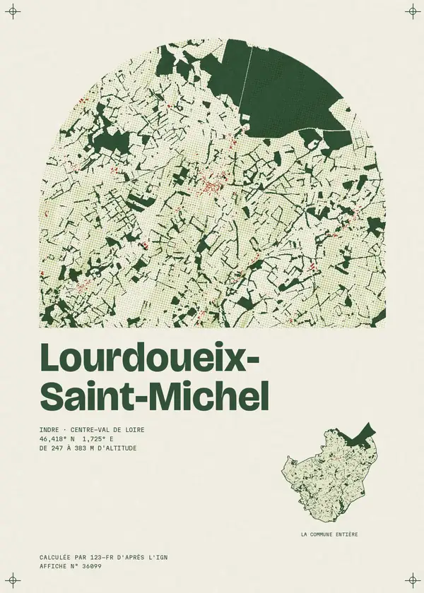 Affiche de Lourdoueix-Saint-Michel, calculée par 123-fr d'après l'IGN