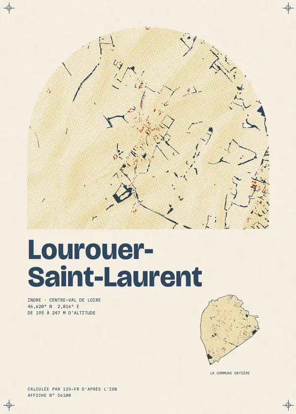 Affiche de Lourouer-Saint-Laurent, calculée par 123-fr d'après l'IGN
