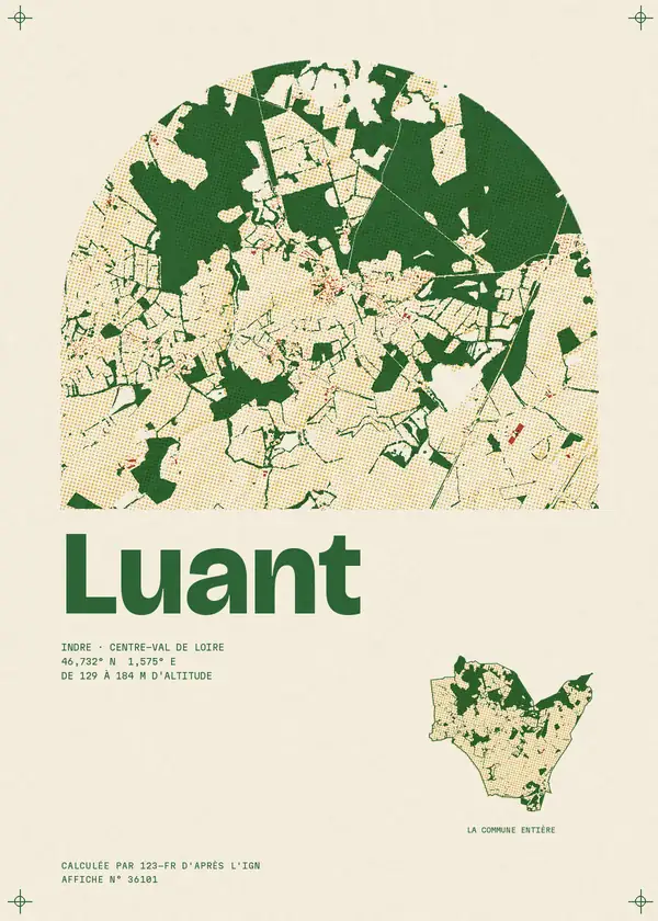 Affiche de Luant, calculée par 123-fr d'après l'IGN