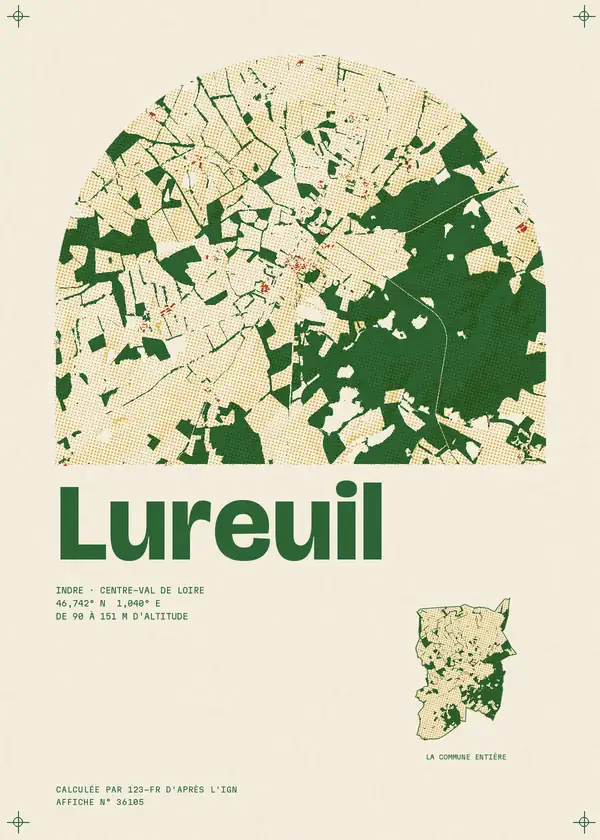Affiche de Lureuil, calculée par 123-fr d'après l'IGN