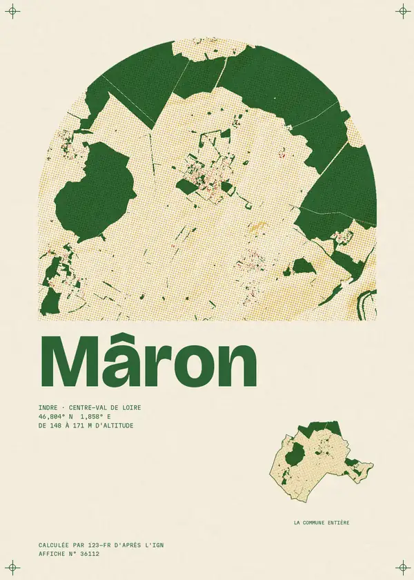 Affiche de Mâron, calculée par 123-fr d'après l'IGN