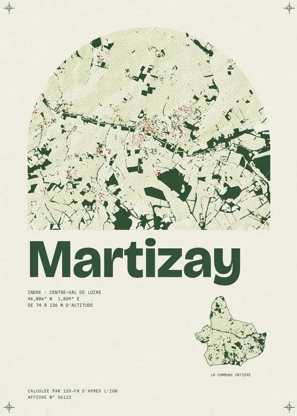 Affiche de Martizay, calculée par 123-fr d'après l'IGN