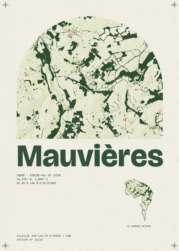 Affiche de Mauvières, calculée par 123-fr d'après l'IGN